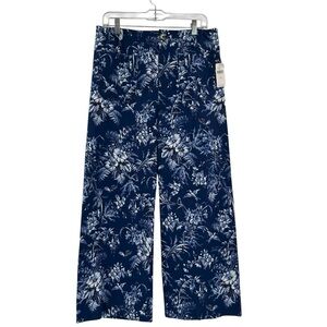 NEW Anthropologie Colette Wide Leg Blue Print Whimsical Forest Butterfly Bugs 32